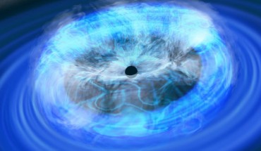An artist’s rendering of the corona around a black hole. Image credit: RIKEN.