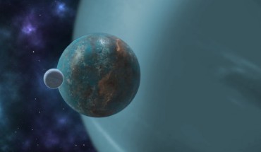 An artist’s impression of an extrasolar submoon. Image credit: Sci-News.com.