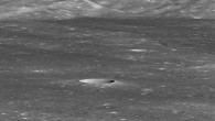 A January 30, 2019, image from NASA’s Lunar Reconnaissance Orbiter orbiting the Moon shows Chang’e 4 lander; arrows indicate position of the lander on the floor of Von Karman crater; the sharp crater behind and to the left of the landing site is 12,800 feet (3,900 m) across and 1,970 feet (600 m) deep. Image credit: NASA / GSFC / Arizona State University.