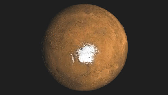 The south pole of Mars. Image credit: NASA.