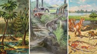 Reconstructions of land vertebrate communities through the Phanerozoic. Image credit: University of Birmingham.