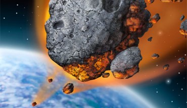 An artist’s impression of an asteroid hitting the Earth. Image credit: State Farm / CC BY 2.0.