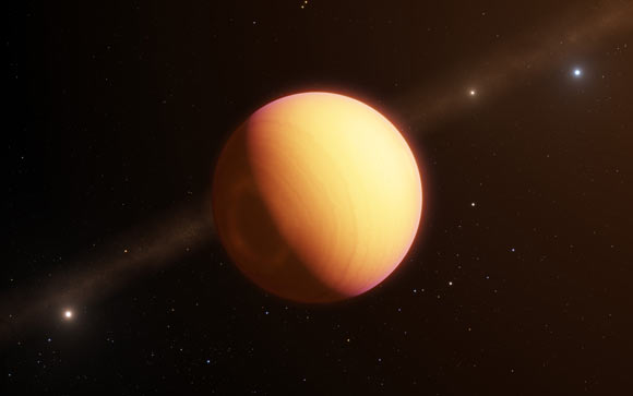 This artist’s impression shows HR 8799e. Image credit: L. Calçada / ESO.