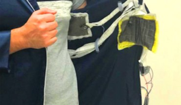 Ordinary-looking pajamas are transformed into ‘smart’ ones with five strategically placed sensors that measure heartbeat, respiration and posture. Image credit: Trisha L. Andrew.