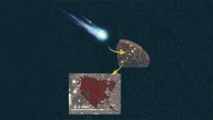 An illustration showing how a sliver of cometary building block material was swallowed by an asteroid and preserved inside a meteorite. Image credit: Larry Nittler / NASA.