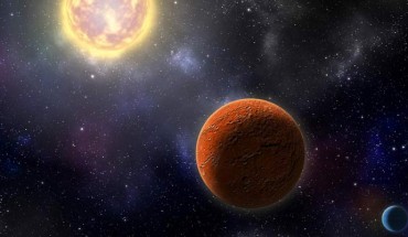 An artist’s conception of HD 21749c, the first Earth-sized planet found by NASA’s Transiting Exoplanets Survey Satellite (TESS), as well as its sibling, HD 21749b, a warm sub-Neptune-sized world. Image credit: Robin Dienel / Carnegie Institution for Science.