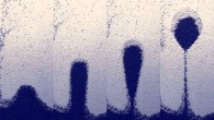 Development of a ‘bubble’ of lighter sand (blue) forming in heavier sand (white). Image credit: Alex Penn / ETH Zurich.