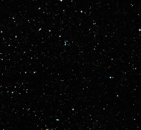 Astronomers developed a mosaic of the distant Universe -- called the Hubble Legacy Field -- that documents 16 years of observations from the NASA/ESA Hubble Space Telescope. The image contains nearly 265,000 galaxies that stretch back through 13.3 billion years of time to just 500 million years after the Big Bang. The new set of Hubble images, created from nearly 7,500 individual exposures, is the first in a series of Hubble Legacy Field images. Image credit: NASA / ESA / G. Illingworth & D. Magee, University of California, Santa Cruz / K. Whitaker, University of Connecticut / R. Bouwens, Leiden University / P. Oesch, University of Geneva / Hubble Legacy Field Team.