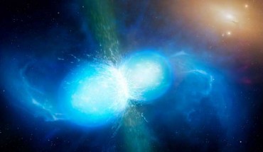 Merging neutron stars. Image credit: Mark Garlick, University of Warwick.