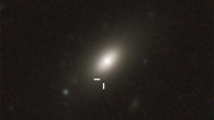This image from Data Release 1 of the Dark Energy Survey shows 2MASX J04180598-6336523, the host galaxy of the Type Ia supernova ASASSN-18tb; the position of the supernova is marked by the white ticks. Image credit: Kollmeier et al, doi: 10.1093/mnras/stz953.