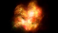 This artist’s illustration shows what one of the very first galaxies in the Universe might have looked like. Image credit: James Josephides, Swinburne Astronomy Productions.