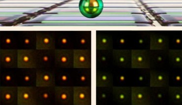eNPoMs (electrochromic nanoparticle-on-mirror constructs) formed from gold nanoparticles encapsulated in a conductive polymer shell. Image credit: Hyeon-Ho Jeong & Jialong Peng / NanoPhotonics Cambridge.