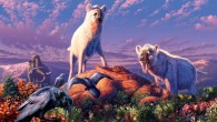An artist’s rendering of ancient Arctic hyenas belonging to the genus Chasmaporthetes. Image credit: Julius T. Csotonyi.