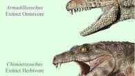 Life reconstructions of extinct crocodyliforms. Differences in tooth shape are related to differences in diets. Image credit: Jorge Gonzalez.