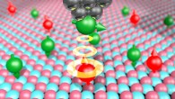 Single magnetic atoms are deposited on a surface of magnesium oxide; they are imaged by the magnetic tip of a scanning tunneling microscope which allows researchers to perform an MRI scan of the atom’s magnetic field. Image credit: Willke et al.
