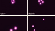 Dai et al used Chandra to measure the spin of five quasars. Gravitational lensing of the light from each of these black holes by an intervening galaxy has created multiple images of each quasar, as shown by these Chandra images of four of the targets. Image credit: NASA / CXC / University of Oklahoma / Dai et al.