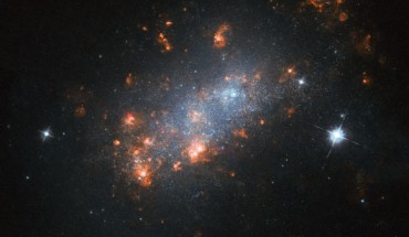 This image snapped by the NASA/ESA Hubble Space Telescope reveals a detailed view of NGC 1156. The color image was made from separate exposures taken in the visible region of the spectrum with Hubble’s Advanced Camera for Surveys. Two filters were used to sample various wavelengths. The color results from assigning different hues to each monochromatic image associated with an individual filter. Image credit: NASA / ESA / Hubble / R. Jansen.