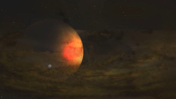 An artist’s impression of the circumplanetary disk around PDS 70c. Image credit: NRAO / AUI / NSF / S. Dagnello.