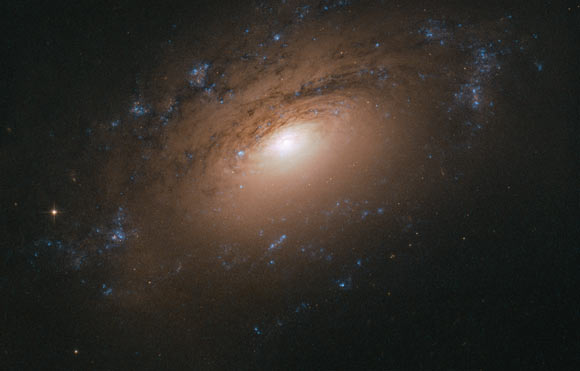 This Hubble image shows the spiral galaxy NGC 3169. The color image is made up of observations from Hubble’s Advanced Camera for Surveys (ACS) in the near-infrared, and optical parts of the spectrum. two filters were used to sample various wavelengths. The color results from assigning different hues to each monochromatic image associated with an individual filter. Image credit: NASA / ESA / Hubble / L. Ho.
