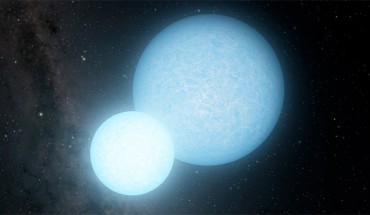 An artist’s impression of a pair of orbiting white dwarfs, ZTF J153932.16+502738.8. Image credit: Caltech / IPAC.