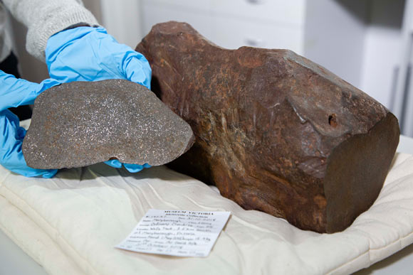 The Maryborough meteorite. Image credit: Rodney Start / Museums Victoria.