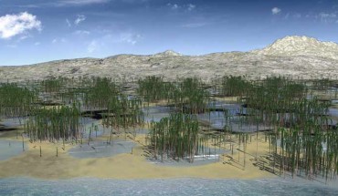 Reconstruction of the Xinhang forest landscape. Image credit: Wang et al, doi: 10.1016/j.cub.2019.06.053.