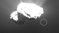 Comet 67P/Churyumov-Gerasimenko and Churymoon (circled). Image credit: ESA / Rosetta / MPS / OSIRIS / UPD / LAM / IAA / SSO / INTA / UPM / DASP / IDA / J. Roger.