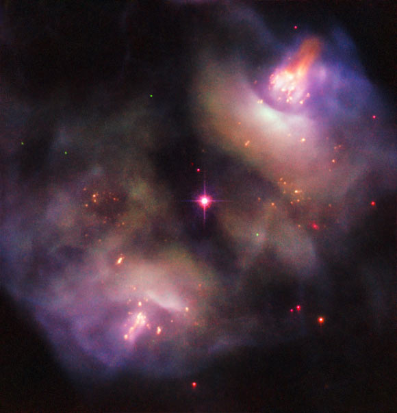 This image shows the planetary nebula NGC 2371/2. The picture was snapped by Hubble’s Advanced Camera for Surveys (ACS) and Wide Field and Planetary Camera 2 (WFPC2). The color composite was assembled from images taken in visible and infrared light. Image credit: NASA / ESA / Hubble / R. Wade et al.