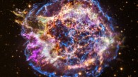 This composite image of Cassiopeia A combines data from NASA’s Chandra X-ray Observatory color coded by element, ground-based images obtained in 1996 and 1999, and images taken by the NASA/ESA Hubble Space Telescope between 2004 and 2011. Image credit: NASA / CXC / SAO / STScI.