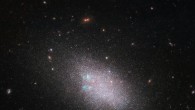 This Hubble image shows the dwarf galaxy UGC 685, which lies in the constellation of Pisces, 15.7 million light-years away. The color image was made from separate exposures taken in the visible and near-infrared regions of the spectrum with Hubble’s Wide Field Planetary Camera 2 (WFPC2) and Advanced Camera for Surveys (ACS). Three filters were used to sample various wavelengths. The color results from assigning different hues to each monochromatic image associated with an individual filter. Image credit: NASA / ESA / Hubble / LEGUS Team / B. Tully / D. Calzetti / Judy Schmidt, www.geckzilla.com.