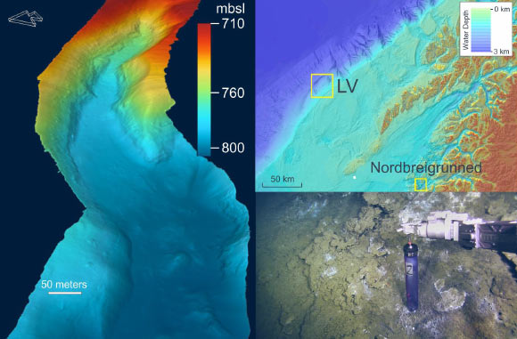 Hong et al found meteoric groundwater in two subsea canyons near the Lofoten archipelago, Norway. Image credit: NORCRUST / CAGE.