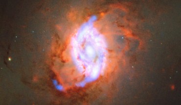 This image, which combines data from ALMA, Hubble and MUSE, shows the barred spiral galaxy Messier 95. Image credit: ESO / R. Leaman / D. Gadotti / K. Sandstrom / D. Calzetti.