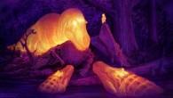 A graphic thermal image of a T. rex with its dorsotemporal fenestra glowing on the skull. Image credit: Brian Engh.