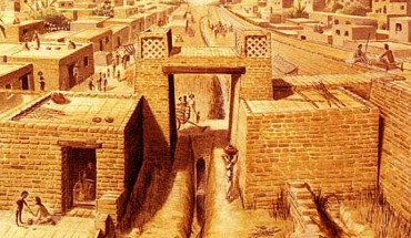 An artist’s reconstruction of the gateway and drain at the ancient city of Harappa. Image credit: Chris Sloan.
