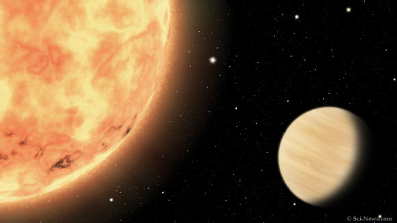 An artist’s impression of the hot-Jupiter exoplanet NGTS-10b and its host star. Image credit: Sci-News.com.