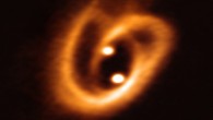 This ALMA image shows the binary protostar [BHB2007] 11. Image credit: ALMA / ESO / NAOJ / NRAO / Alves et al.