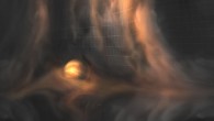 An artist’s impression of gas flowing like a waterfall into a protoplanetary disk gap, which is most likely caused by an infant planet. Image credit: NRAO / AUI / NSF / S. Dagnello.