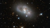 This image snapped by the Hubble Space Telescope shows a galaxy called IC 4653. This color composite was made from separate exposures taken in the visible and infrared regions of the spectrum with Hubble’s Wide Field Camera 3 (WFC3). Two filters were used to sample various wavelengths. The color results from assigning different hues to each monochromatic image associated with an individual filter. Image credit: NASA / ESA / Hubble / D. Rosario, CEA, Durham University.