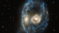 This Hubble image captures two galaxies of equal size in a titanic head-on collision. This observation was made on June 19, 2019 in visible light by Hubble’s Advanced Camera for Surveys (ACS). Image credit: NASA / ESA / Hubble / J. Dalcanton, B.F. Williams & M. Durbin, University of Washington.