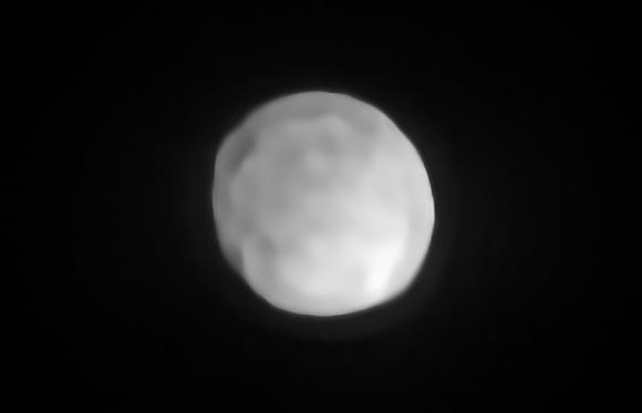 This image, taken by the SPHERE instrument on ESO’s Very Large Telescope, shows the main-belt asteroid Hygiea. Image credit: ESO / P. Vernazza et al / MISTRAL algorithm / ONERA / CNRS.
