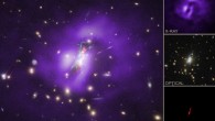 This image of the Phoenix Cluster combines X-ray, radio and optical data; side panels show the individual images making up the composite. Image credit: NASA / CXC / MIT / M. McDonald et al / NRAO / AUI / NSF / STScI.