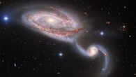 This image, taken by the Gemini Multi-Object Spectrograph on the Frederick C. Gillett Gemini North telescope, shows the interacting galaxy pair NGC 5394-NGC 5395. Image credit: NSF’s National Optical-Infrared Astronomy Research Laboratory / Gemini Observatory / AURA.
