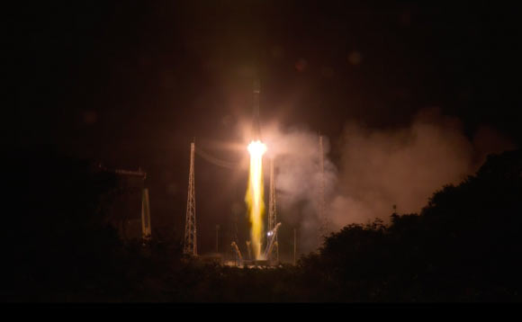 ESA’s Cheops spacecraft lifts off from Europe’s Spaceport in Kourou, French Guiana. Image credit: ESA.