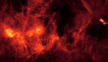 This image, taken by Spitzer’s Multiband Imaging Photometer (MIPS) instrument, shows the Perseus molecular cloud. Image credit: NASA / JPL-Caltech.