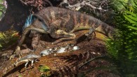 An artist’s depiction of the ornithopod dinosaur Weewarrasaurus pobeni tending its nest. Image credit: University of New England.
