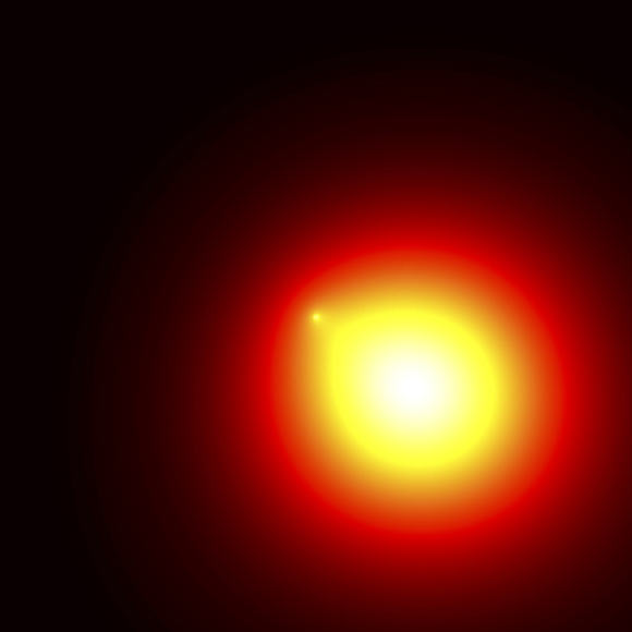A faint gamma-ray glow around the Geminga pulsar. Image credit: NASA’s Goddard Space Flight Center / M. Di Mauro.