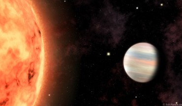 An artist’s impression of a hot-Jupiter exoplanet. Image credit: Sci-News.com.