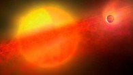 An artist’s impression of the giant exoplanet DMPP-2b and its parent star DMPP-2. Image credit: Mark A. Garlick.