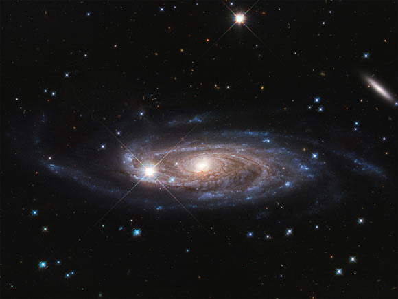 This Hubble image shows the barred spiral galaxy UGC 2885. Image credit: NASA / ESA / B. Holwerda, University of Louisville.