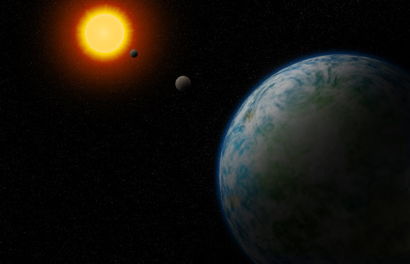 An artist’s concept of the Gliese 180 planetary system, which is located 39 light-years away in the constellation of Eridanus. Image credit: Robin Dienel, Carnegie Institution for Science.